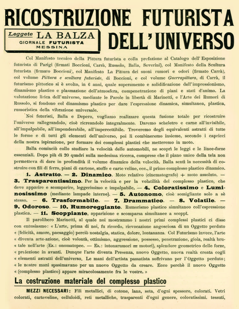 Ricostruzione futurista dell&#39;universo | L&#39;Arengario Studio Bibliografico