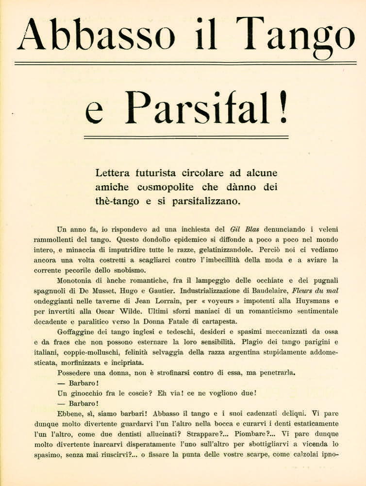 EROTICA FUTURISTA 7: Abbasso il Tango e Parsifal