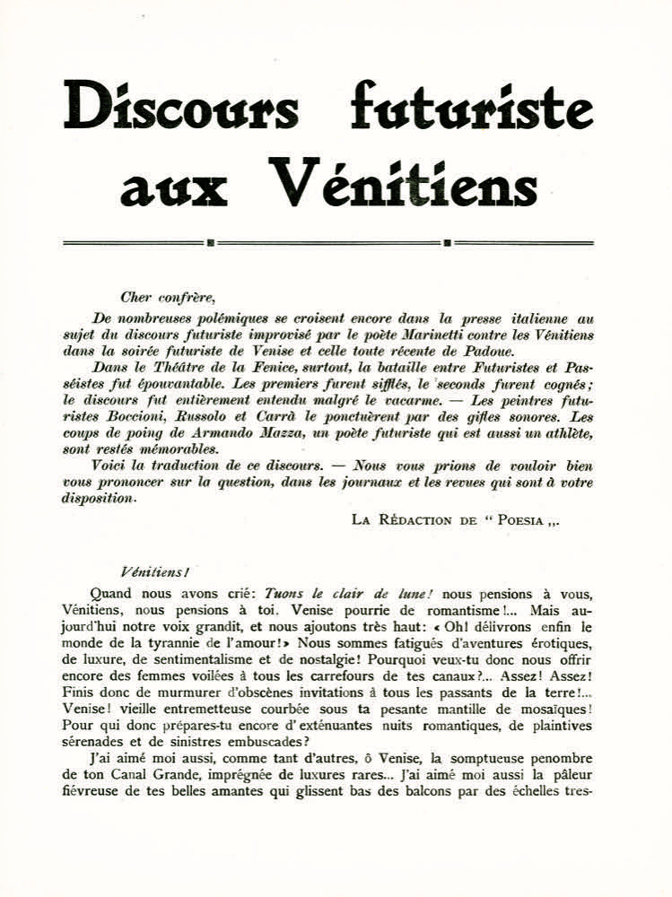 STORIA DEL FUTURISMO – 1910. La battaglia di Venezia