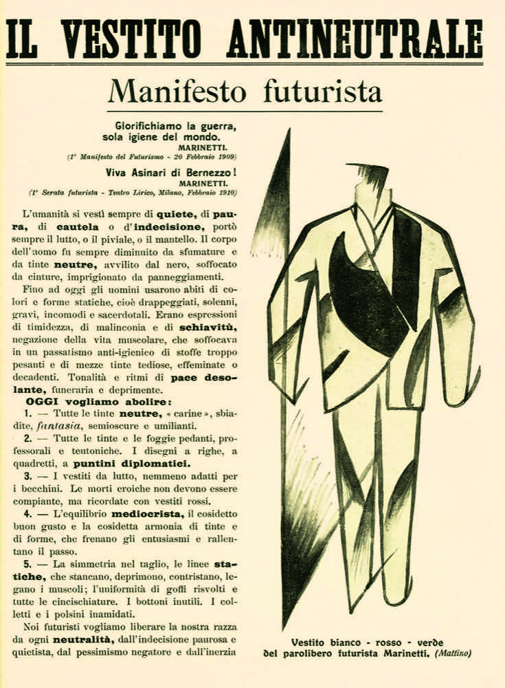 STORIA DEL FUTURISMO – 1914. Il vestito antineutrale